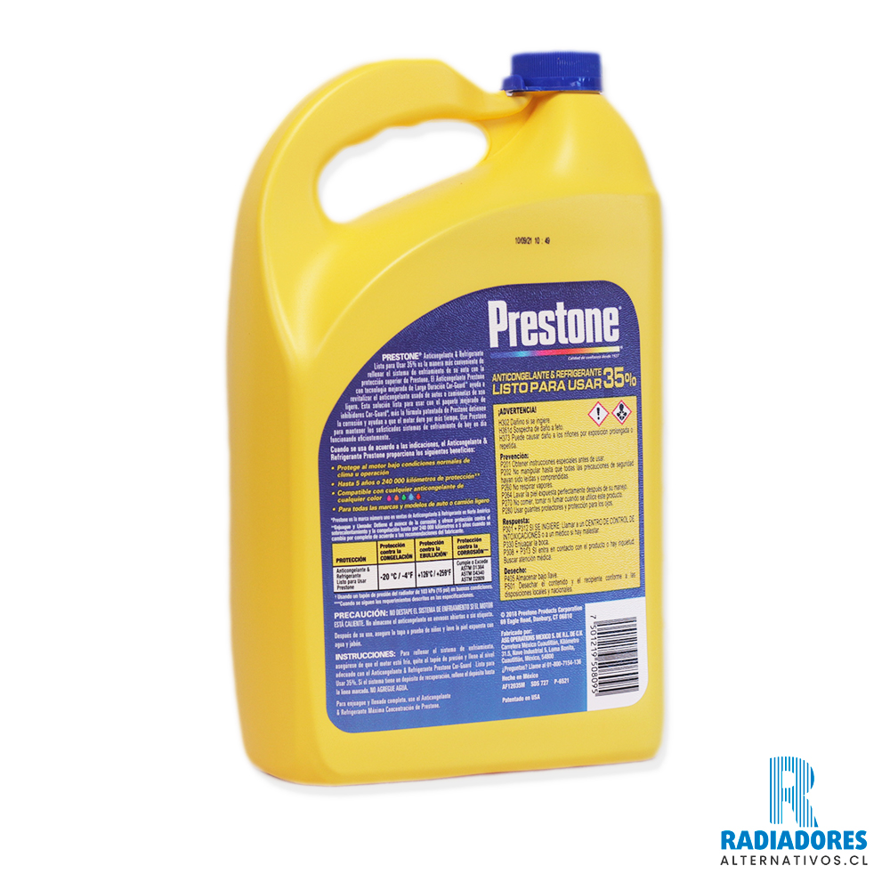 Coolante Prestone listo para usar mezcla precisa al 35% 3.78 Lts